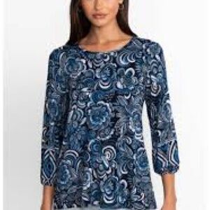 Johnny Was Blue Floral Blouse